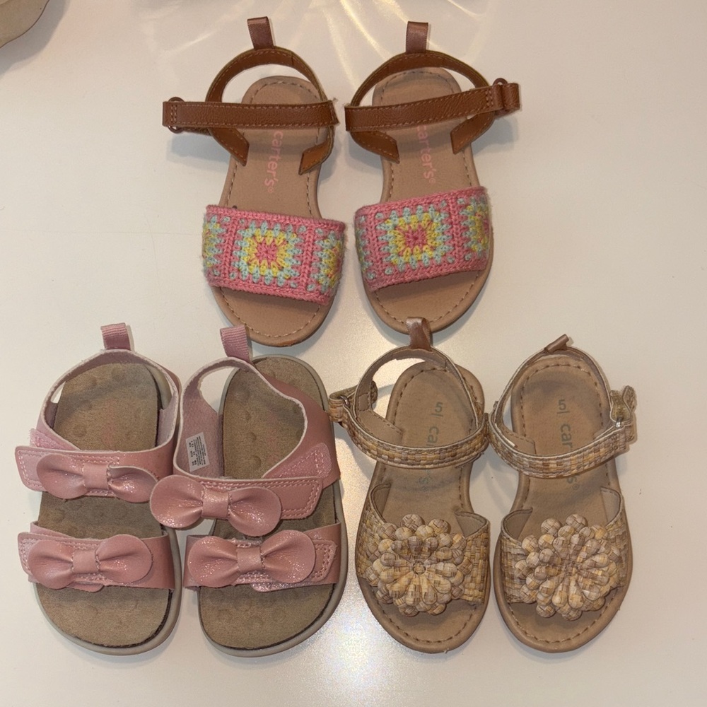 Carter's Baby Girl Sandals - Pink, Brown, and Tan Size 5